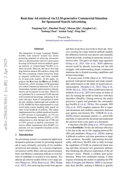 Real-time Ad retrieval via LLM-generative Commercial Intention for Sponsored Search Advertising