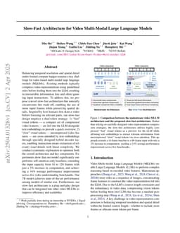 Slow-Fast Architecture for Video Multi-Modal Large Language Models