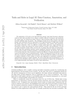 Tasks and Roles in Legal AI: Data Curation, Annotation, and Verification