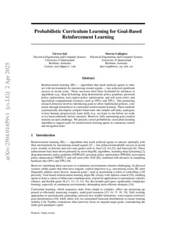 Probabilistic Curriculum Learning for Goal-Based Reinforcement Learning