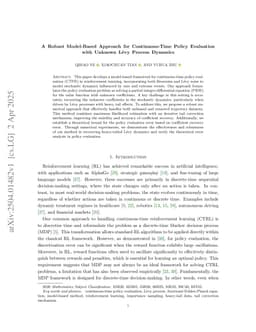 A Robust Model-Based Approach for Continuous-Time Policy Evaluation with Unknown Lévy Process Dynamics