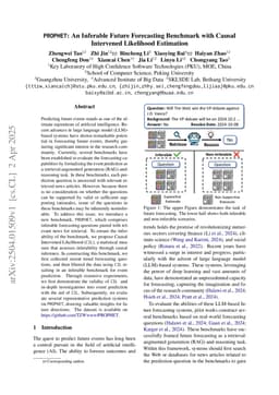 PROPHET: An Inferable Future Forecasting Benchmark with Causal Intervened Likelihood Estimation