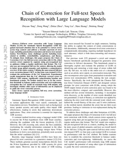 Chain of Correction for Full-text Speech Recognition with Large Language Models