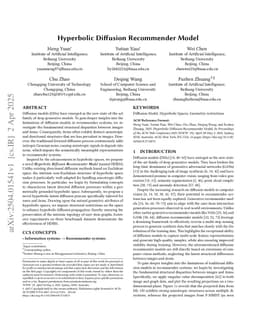 Hyperbolic Diffusion Recommender Model