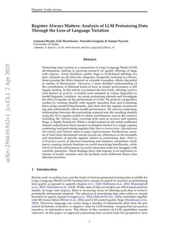 Register Always Matters: Analysis of LLM Pretraining Data Through the Lens of Language Variation