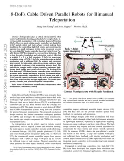 8-DoFs Cable Driven Parallel Robots for Bimanual Teleportation