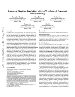 Comment Staytime Prediction with LLM-enhanced Comment Understanding