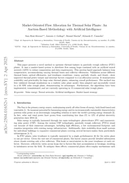 Market-Oriented Flow Allocation for Thermal Solar Plants: An Auction-Based Methodology with Artificial Intelligence