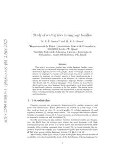 Study of scaling laws in language families