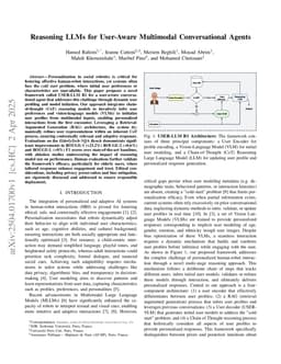 Reasoning LLMs for User-Aware Multimodal Conversational Agents