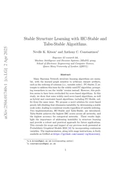 Stable Structure Learning with HC-Stable and Tabu-Stable Algorithms