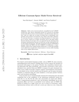 Efficient Constant-Space Multi-Vector Retrieval
