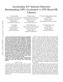 Accelerating IoV Intrusion Detection: Benchmarking GPU-Accelerated vs CPU-Based ML Libraries
