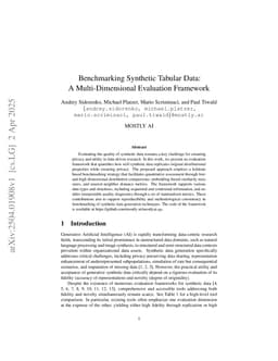 Benchmarking Synthetic Tabular Data: A Multi-Dimensional Evaluation Framework