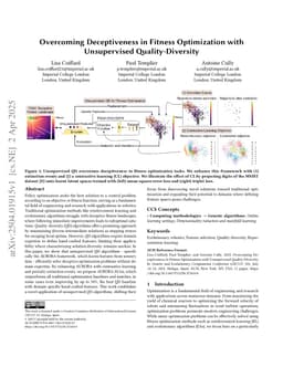 Overcoming Deceptiveness in Fitness Optimization with Unsupervised Quality-Diversity