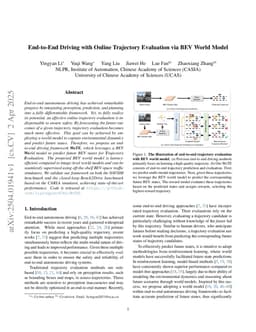 End-to-End Driving with Online Trajectory Evaluation via BEV World Model