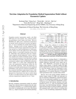 Test-time Adaptation for Foundation Medical Segmentation Model without Parametric Updates