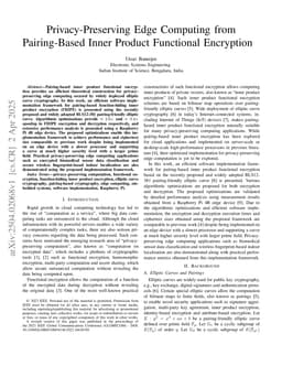 Privacy-Preserving Edge Computing from Pairing-Based Inner Product Functional Encryption