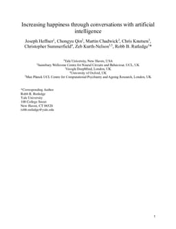 Increasing happiness through conversations with artificial intelligence