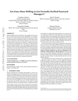 Are Users More Willing to Use Formally Verified Password Managers?
