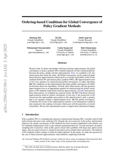 Ordering-based Conditions for Global Convergence of Policy Gradient Methods