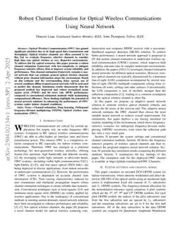Robust Channel Estimation for Optical Wireless Communications Using Neural Network