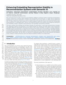 Enhancing Embedding Representation Stability in Recommendation Systems with Semantic ID