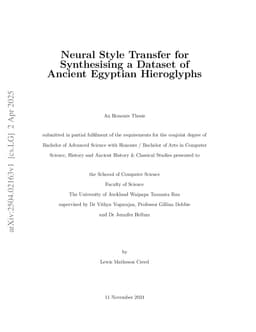Neural Style Transfer for Synthesising a Dataset of Ancient Egyptian Hieroglyphs