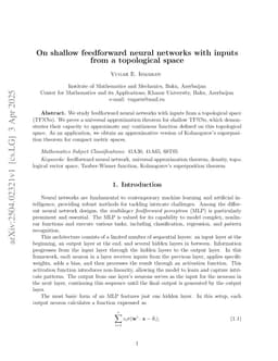 On shallow feedforward neural networks with inputs from a topological space