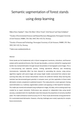 Semantic segmentation of forest stands using deep learning