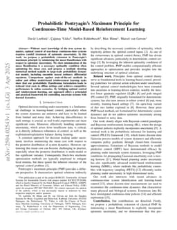 Probabilistic Pontryagin's Maximum Principle for Continuous-Time Model-Based Reinforcement Learning