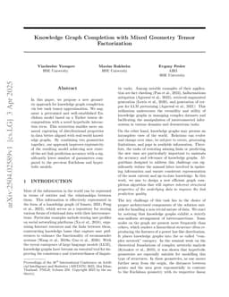 Knowledge Graph Completion with Mixed Geometry Tensor Factorization