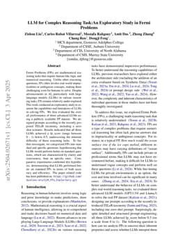 LLM for Complex Reasoning Task: An Exploratory Study in Fermi Problems