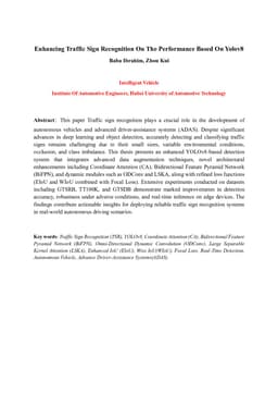 Enhancing Traffic Sign Recognition On The Performance Based On Yolov8