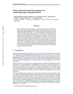Noiser: Bounded Input Perturbations for Attributing Large Language Models