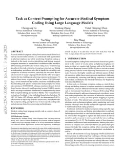 Task as Context Prompting for Accurate Medical Symptom Coding Using Large Language Models