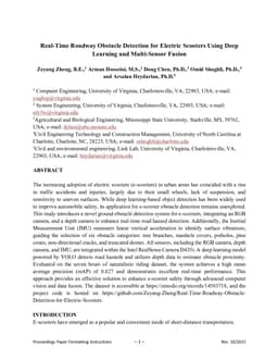 Real-Time Roadway Obstacle Detection for Electric Scooters Using Deep Learning and Multi-Sensor Fusion