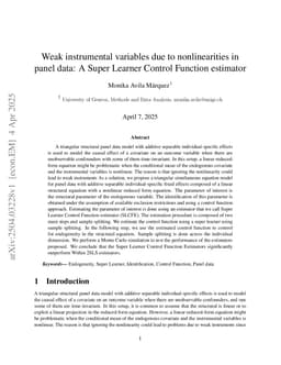 Weak instrumental variables due to nonlinearities in panel data: A Super Learner Control Function estimator