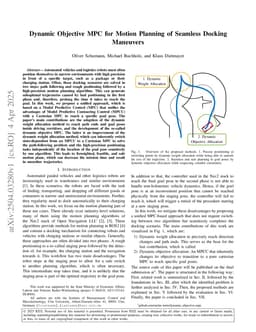 Dynamic Objective MPC for Motion Planning of Seamless Docking Maneuvers