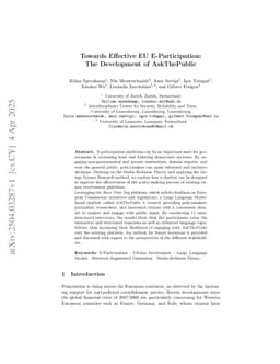 Towards Effective EU E-Participation: The Development of AskThePublic
