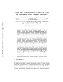MultiClear: Multimodal Soft Exoskeleton Glove for Transparent Object Grasping Assistance
