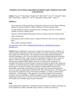 Chemistry-aware battery degradation prediction under simulated real-world cyclic protocols