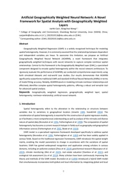 Artificial Geographically Weighted Neural Network: A Novel Framework for Spatial Analysis with Geographically Weighted Layers