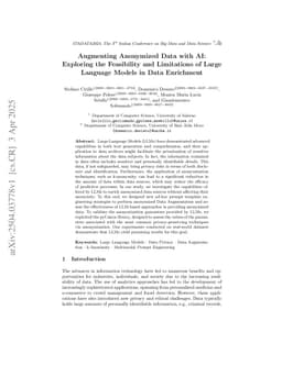 Augmenting Anonymized Data with AI: Exploring the Feasibility and Limitations of Large Language Models in Data Enrichment