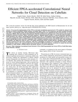 Efficient FPGA-accelerated Convolutional Neural Networks for Cloud Detection on CubeSats