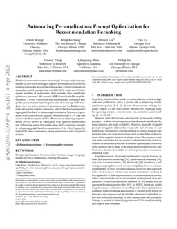 Automating Personalization: Prompt Optimization for Recommendation Reranking