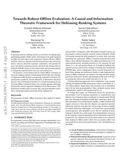 Towards Robust Offline Evaluation: A Causal and Information Theoretic Framework for Debiasing Ranking Systems