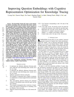 Improving Question Embeddings with Cognitiv Representation Optimization for Knowledge Tracing