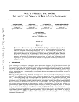 Who's Watching You Zoom? Investigating Privacy of Third-Party Zoom Apps