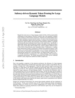 Saliency-driven Dynamic Token Pruning for Large Language Models
